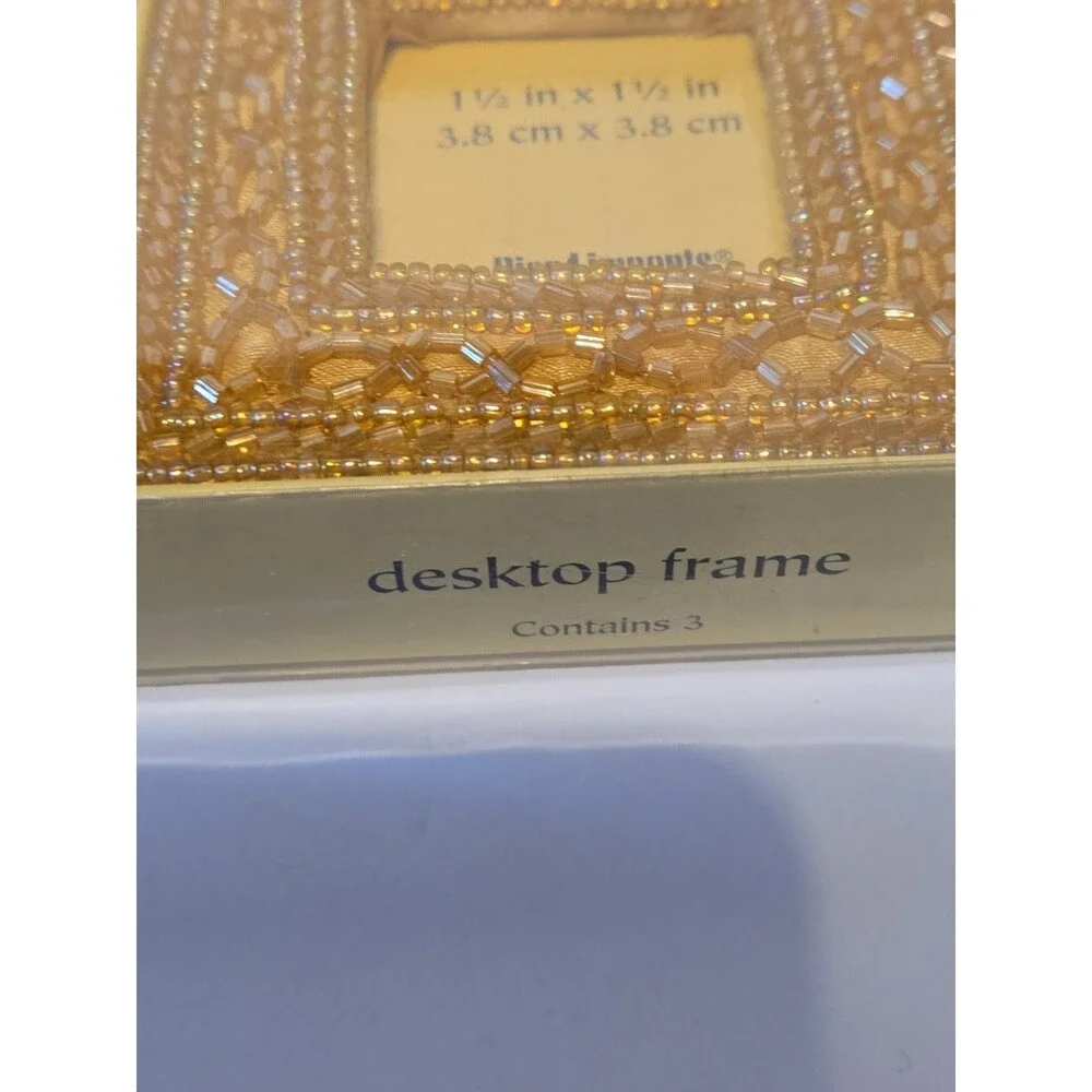 Pier One Imports 90s Y2K Set Of 3 Fabric Beaded Mini Photo Frames  3x3” each